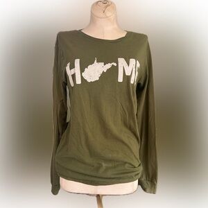 Olive Green 'Home' Graphic Long Sleeve West Virginia Shirt